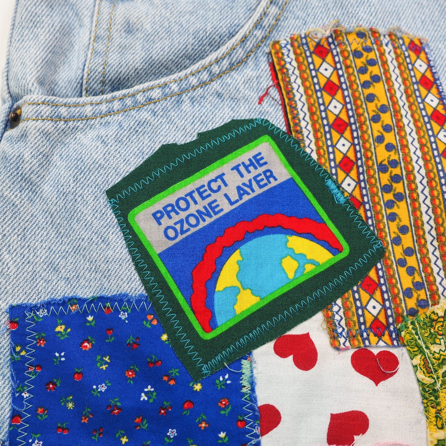 Patchwork Vintage Light Wash Denim Jorts - Women's 6