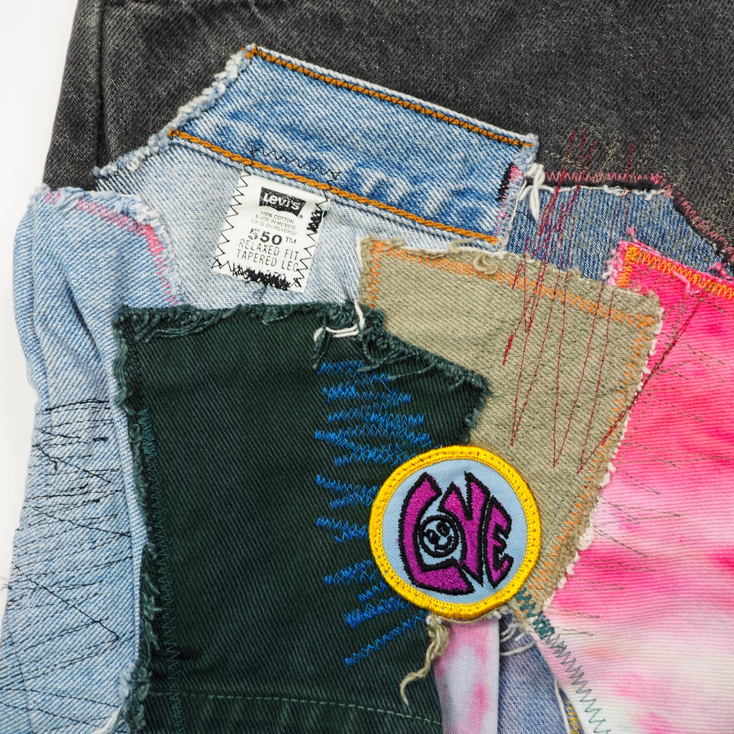 Upcycled Levi's Asymmetrical Denin Mini Skirt - Women's Large