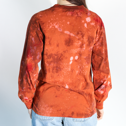 Hand Dyed and Screenprinted Long Sleeve GRAFITTI CAT T-shirt - Men's Small