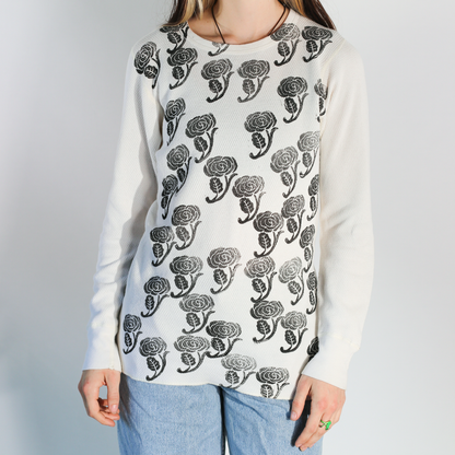 Block Printed Floral Vintage Thermal Top - Men's Medium