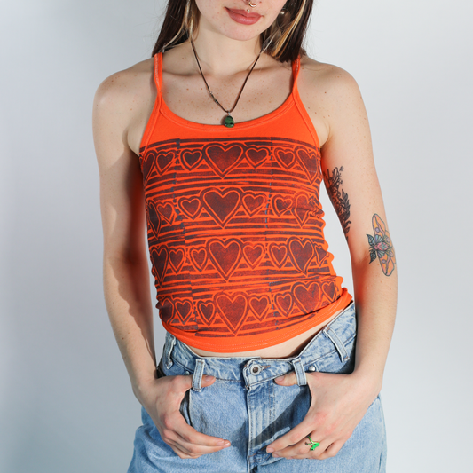 Vintage Block Printed Fitted Tank Top - Women's Small