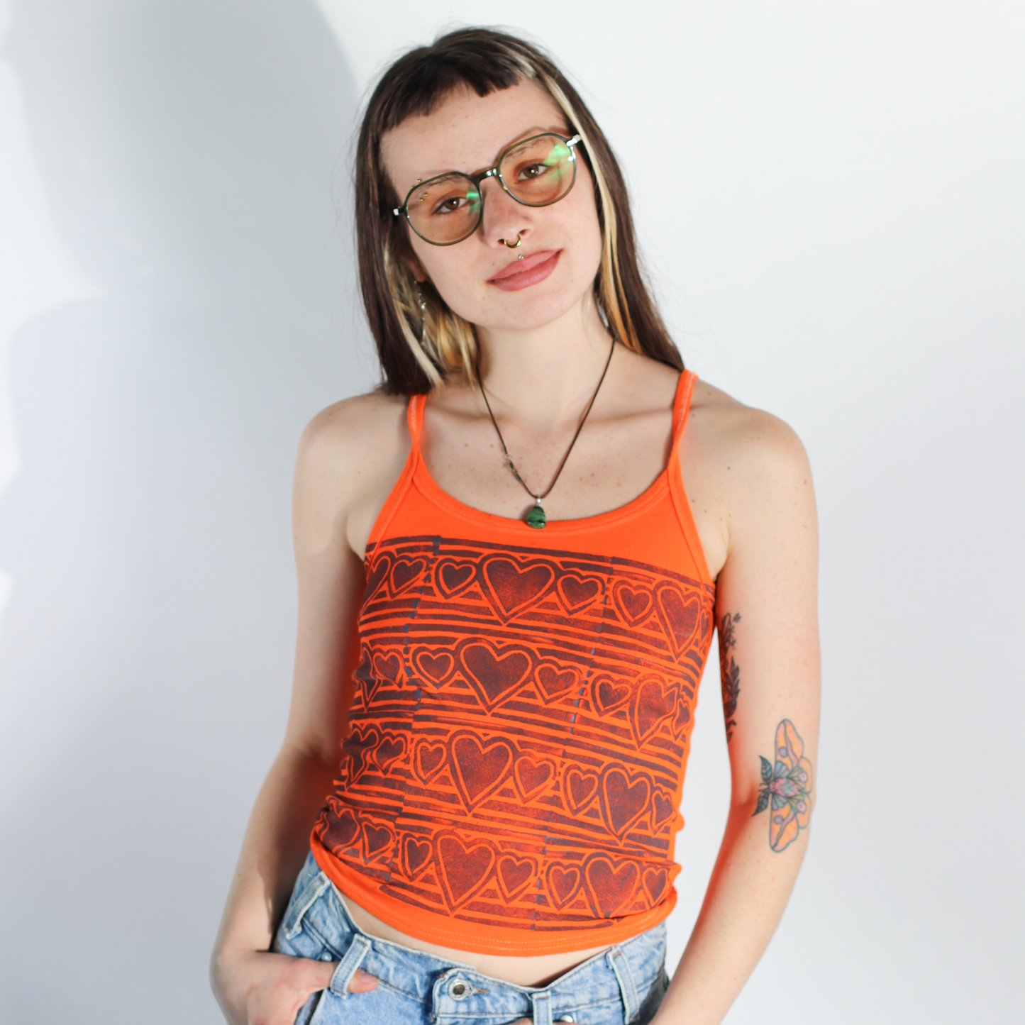 Vintage Block Printed Fitted Tank Top - Women's Small