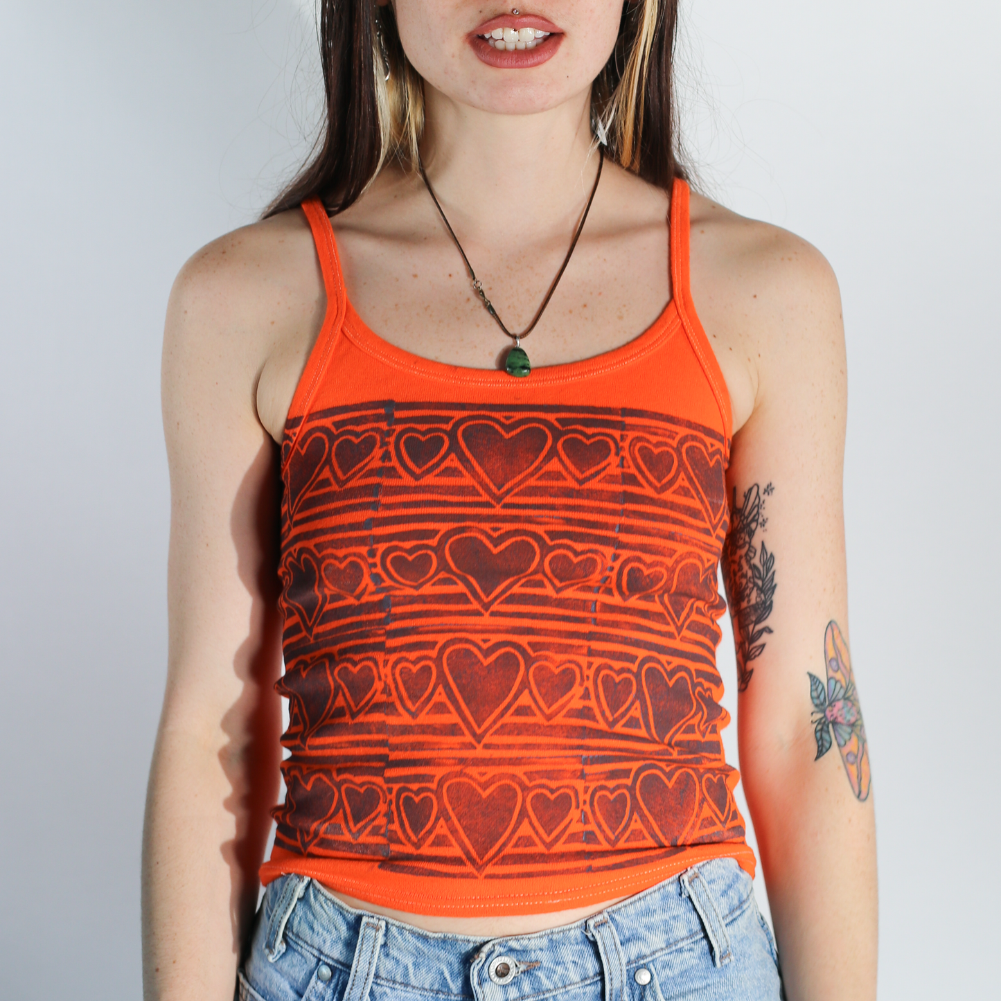 Vintage Block Printed Fitted Tank Top - Women's Small