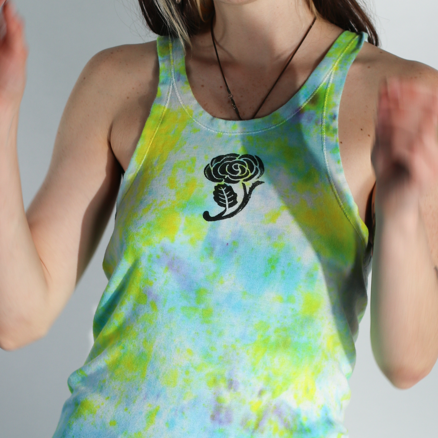 Upcycled Vintage Block Printed Tank Top - Men's Extra Small