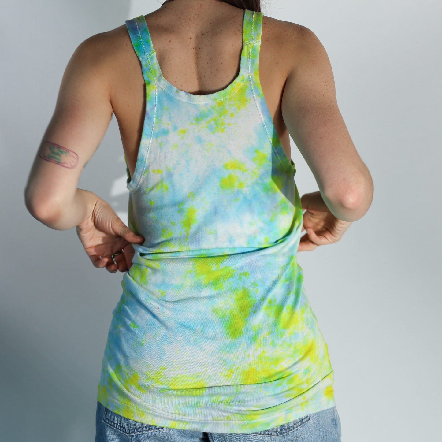 Upcycled Vintage Block Printed Tank Top - Men's Extra Small