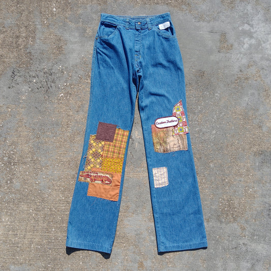 Patchwork Vintage 70s Straight Leg Jeans - Women's 6/8