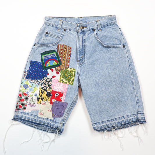 Patchwork Vintage Light Wash Denim Jorts - Women's 6