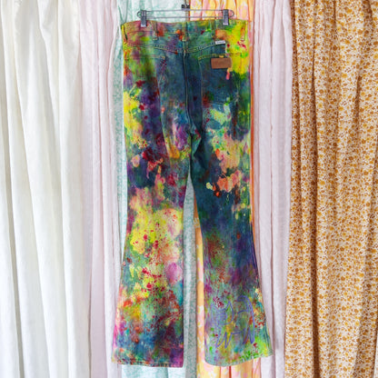 Hand Dyed Vintage 70s Wrangler Flare Jeans - Men's 34"