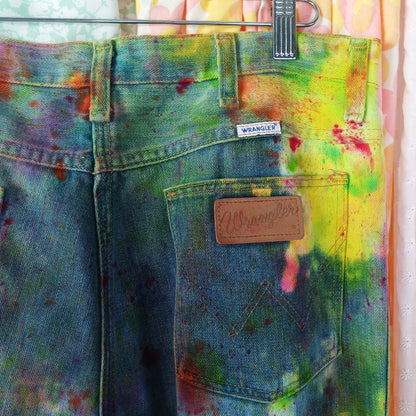 Hand Dyed Vintage 70s Wrangler Flare Jeans - Men's 34"