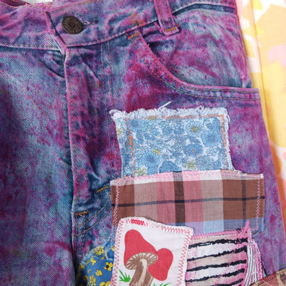 Patchwork Vintage 70s Flare Bell Bottom Jeans - Men's 28"