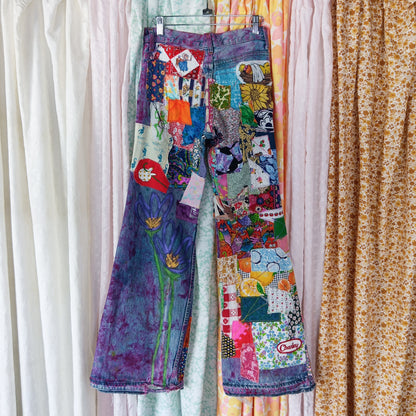 Patchwork Vintage 70s Flare Bell Bottom Jeans - Men's 28"