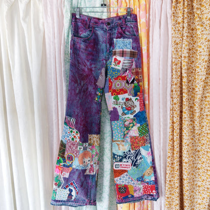Patchwork Vintage 70s Flare Bell Bottom Jeans - Men's 28"