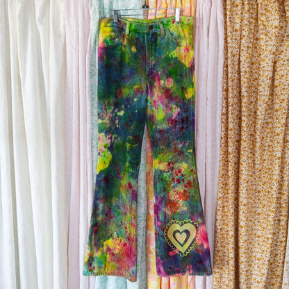 Hand Dyed Vintage 70s Wrangler Flare Jeans - Men's 34"