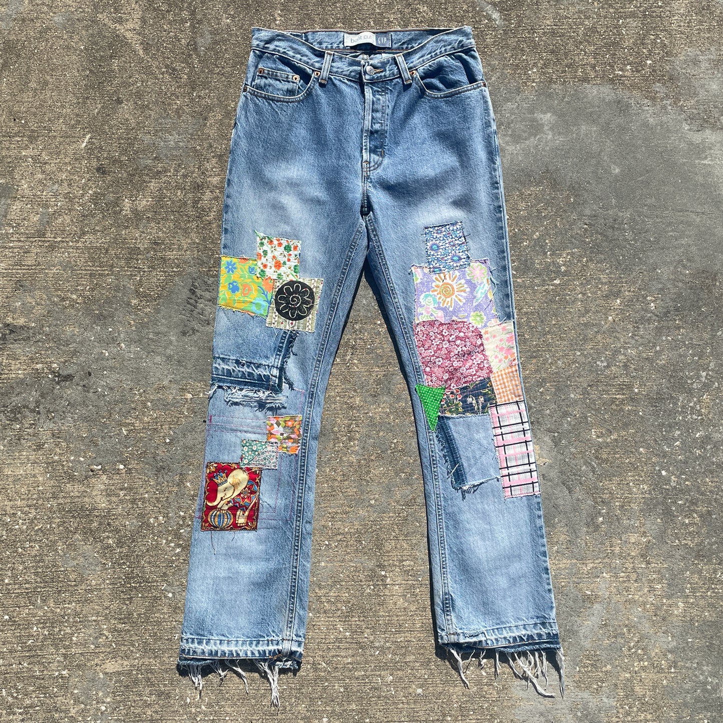 Patchwork Y2K Boot Cut Mid Rise Jeans - Women's 8