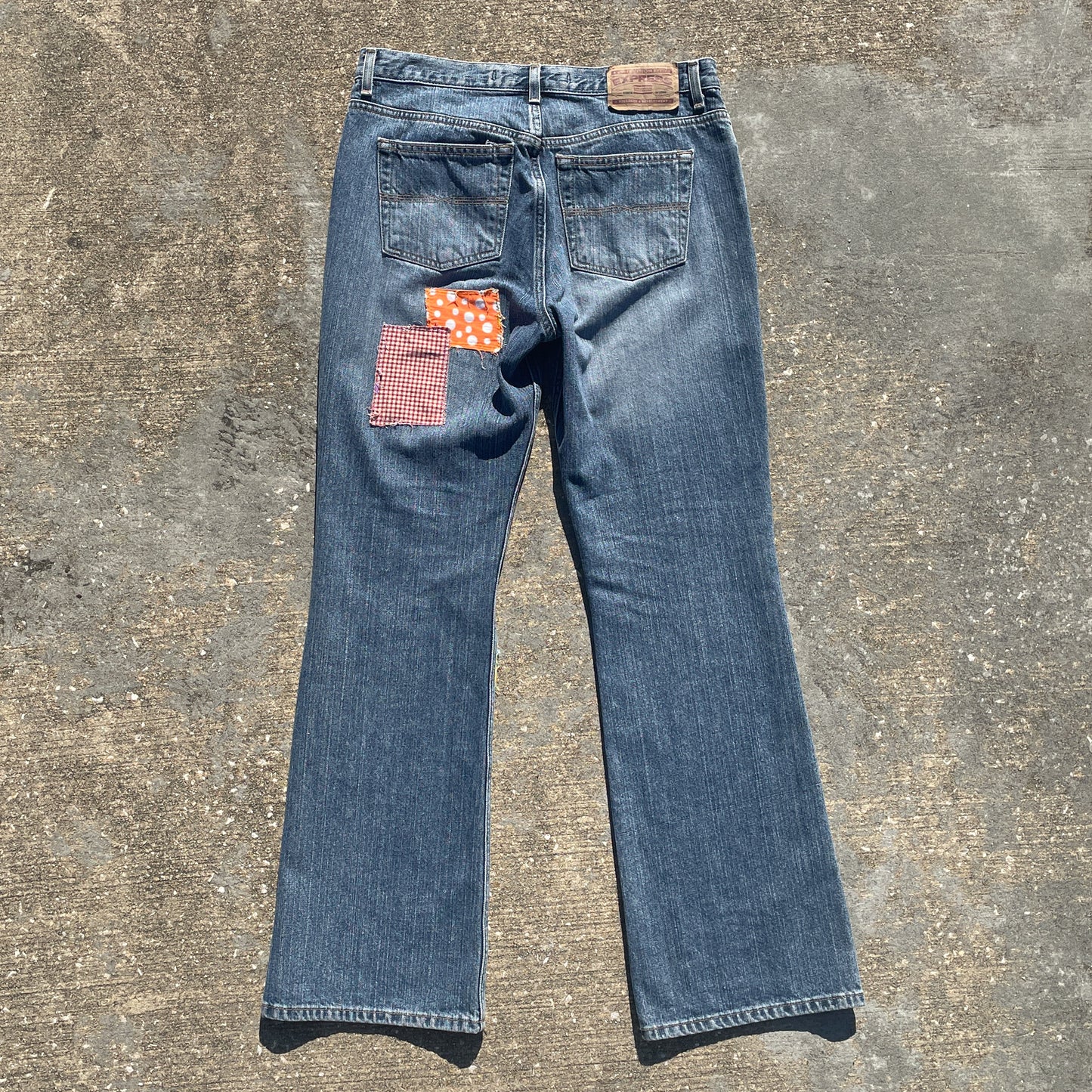 Patchwork Y2K Mid Rise Flare Jeans - Women's 8