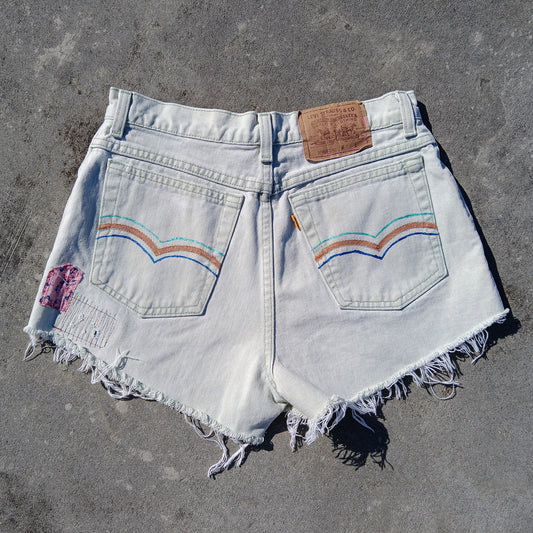 Patchwork Vintage Levi's Cut Off Shorts - Women's 10