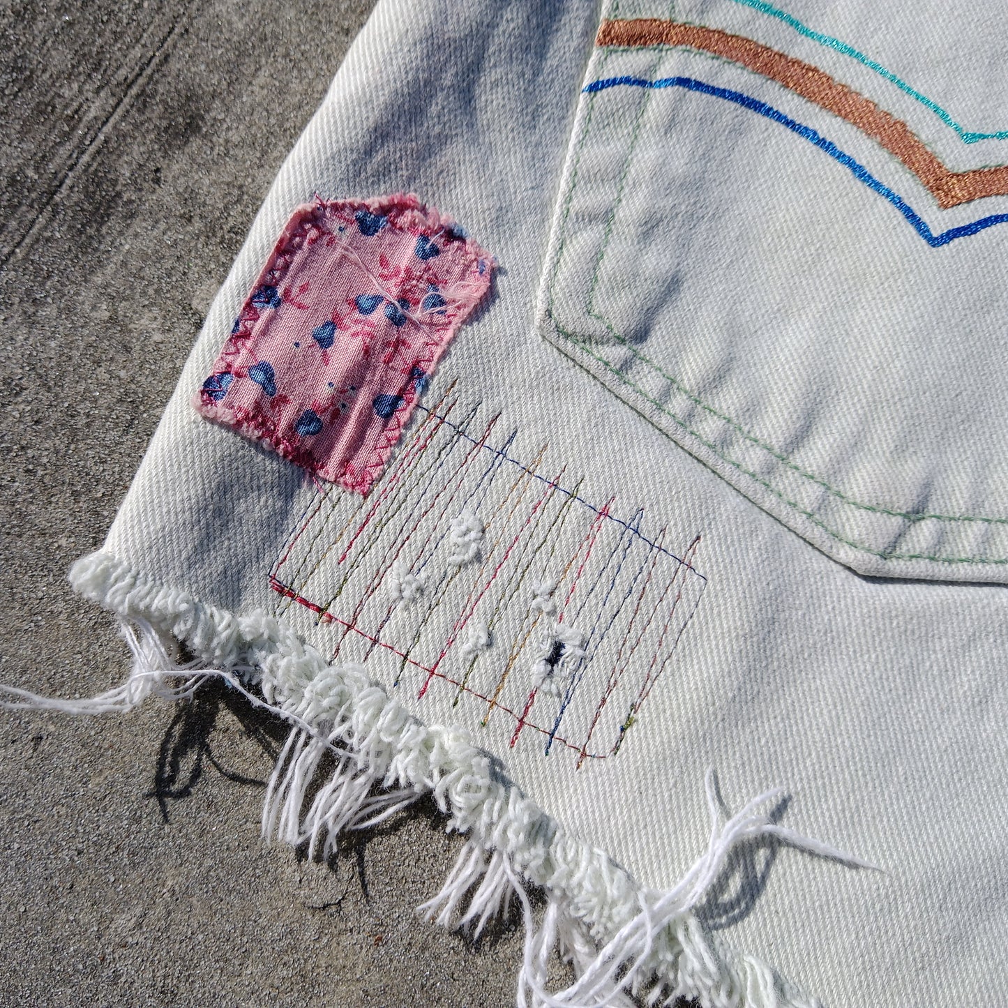 Patchwork Vintage Levi's Cut Off Shorts - Women's 10