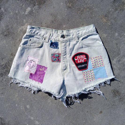 Patchwork Vintage Levi's Cut Off Shorts - Women's 10