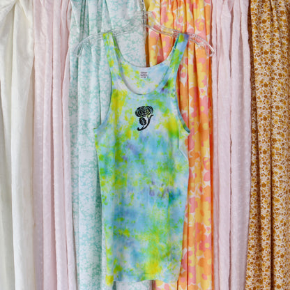 Upcycled Vintage Block Printed Tank Top - Men's Extra Small