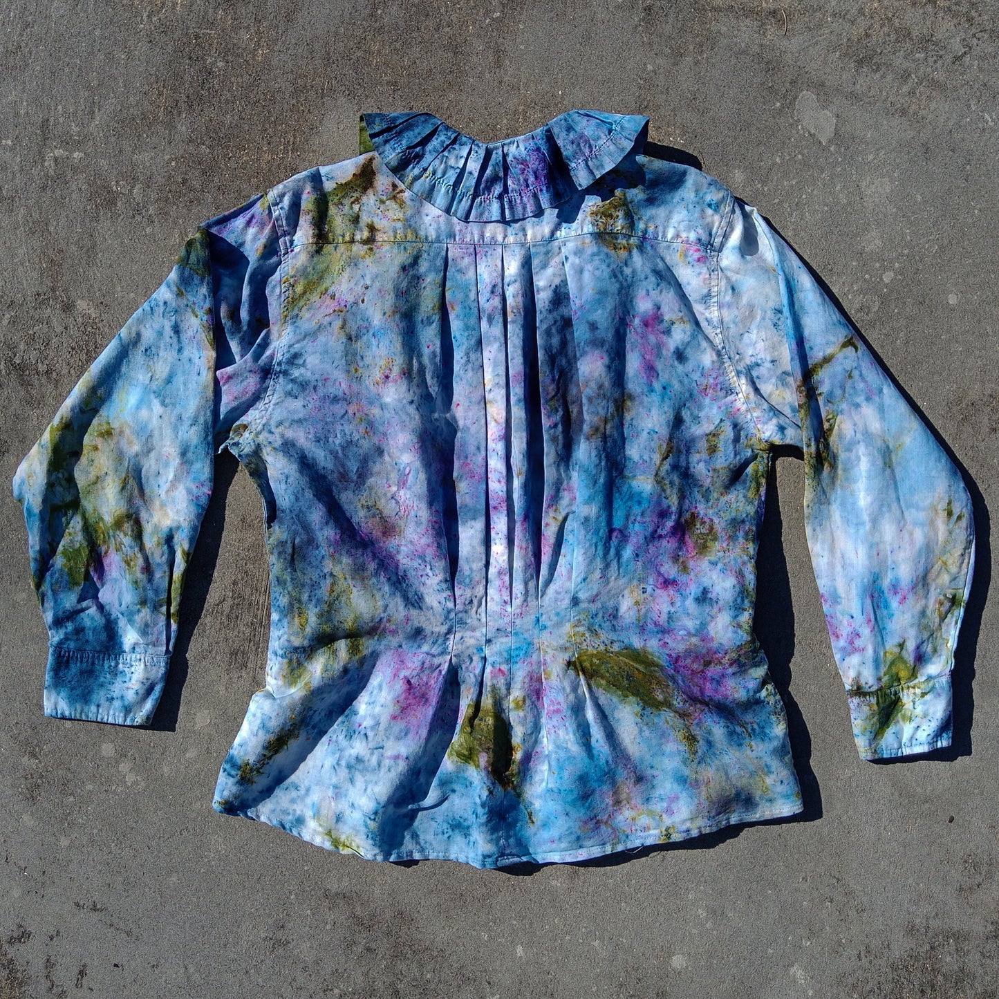 Upcycled Vintage Psychedelic Natural-Blend Blouse - Women's Large