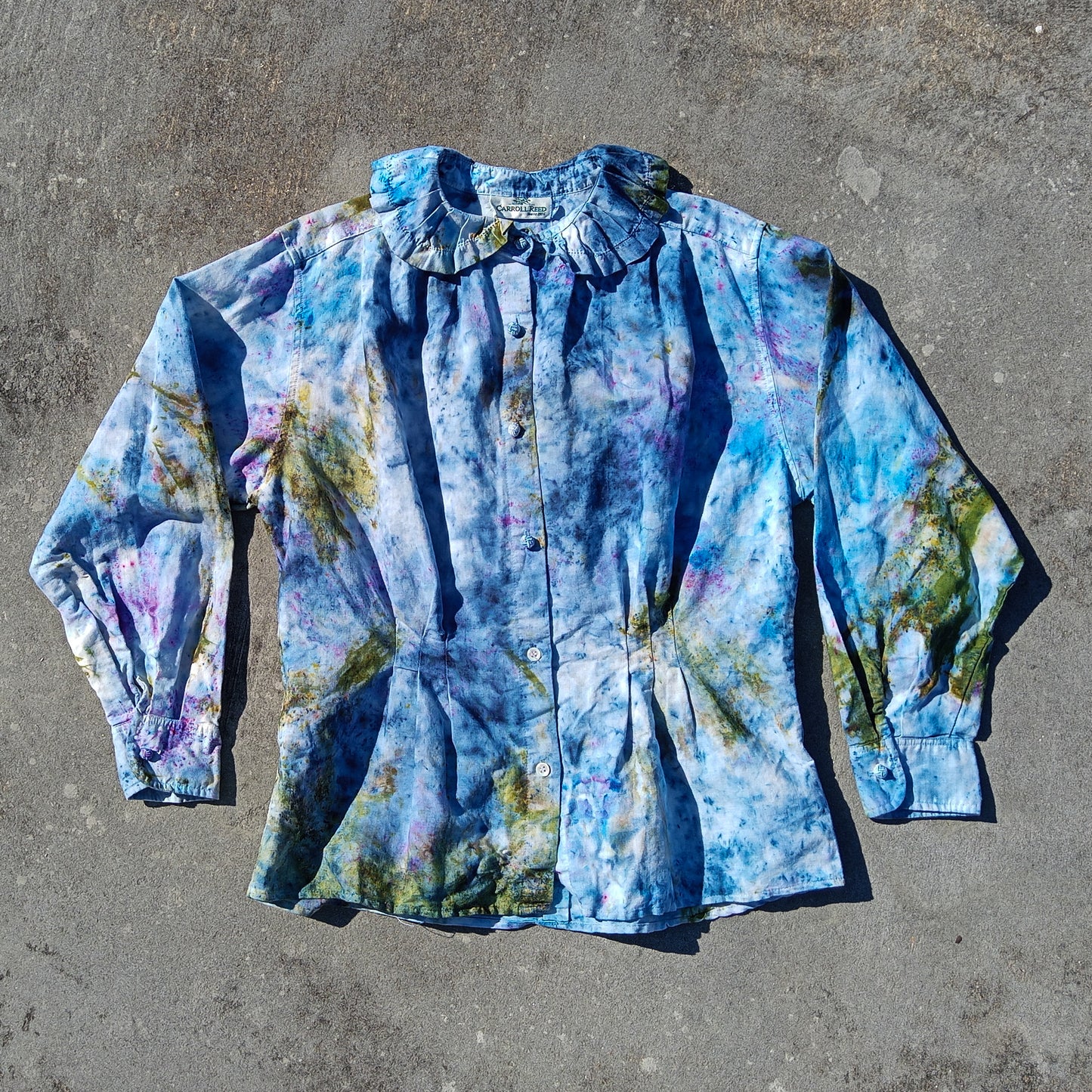 Upcycled Vintage Psychedelic Natural-Blend Blouse - Women's Large