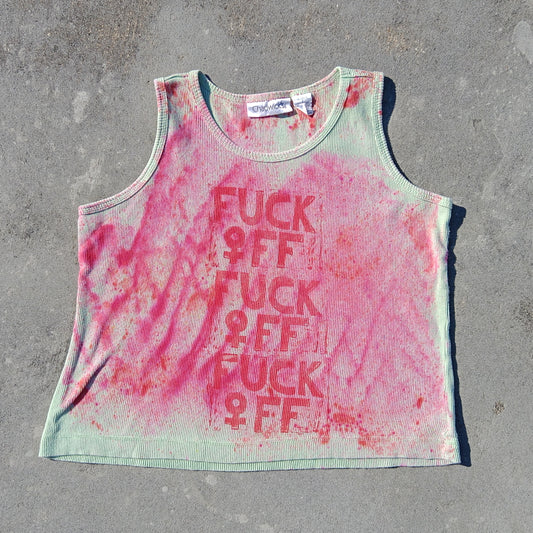 Upcycled Vintage FUCK ♀FF Oversized Tank Top - Women's Large