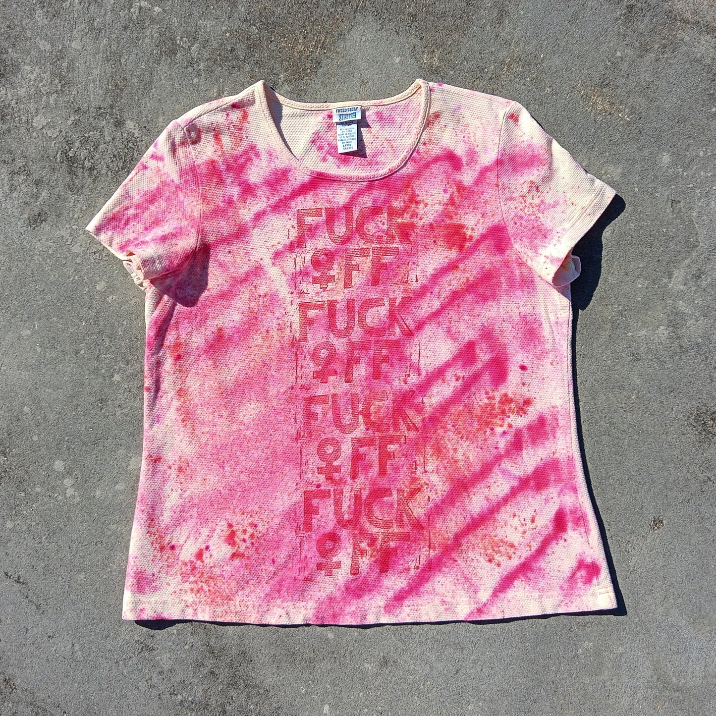 Upcycled Y2K FUCK ♀FF Piqué T-Shirt - Women's Large