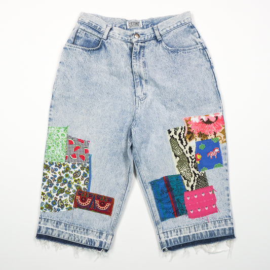 Patchwork Vintage 80s Denim Jorts - Women's 8