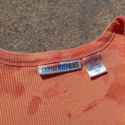 Hand Painted Vintage Orange Monster Crop Tee - Women's Large