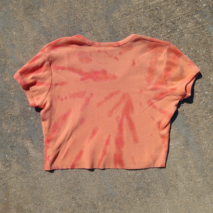 Hand Painted Vintage Orange Monster Crop Tee - Women's Large